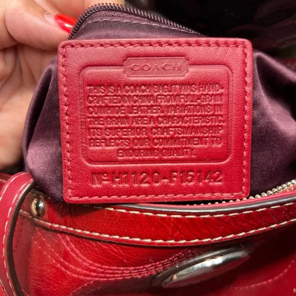 Coach red patent leather bright red tote purse OS - Picture 11 of 12